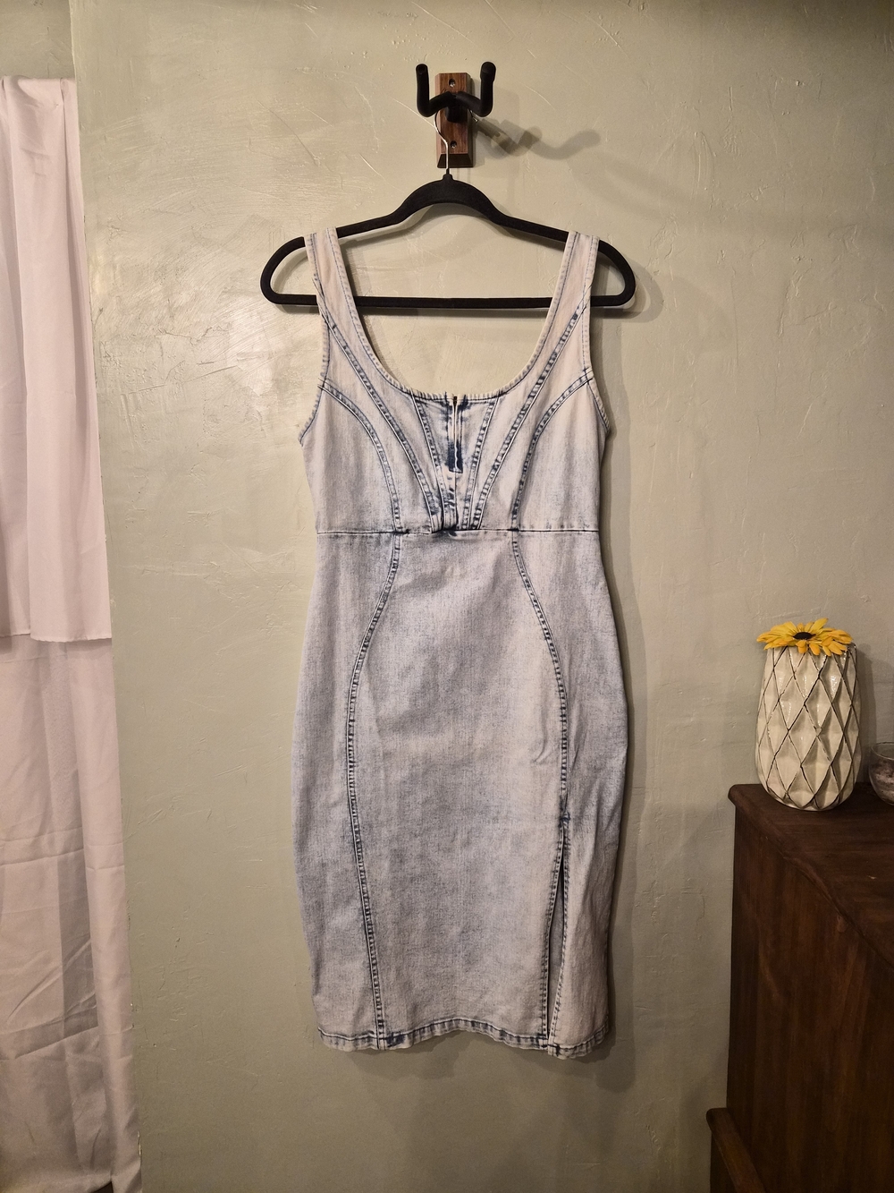 SHEIN Light Blue Wash Denim Bodycon Dress